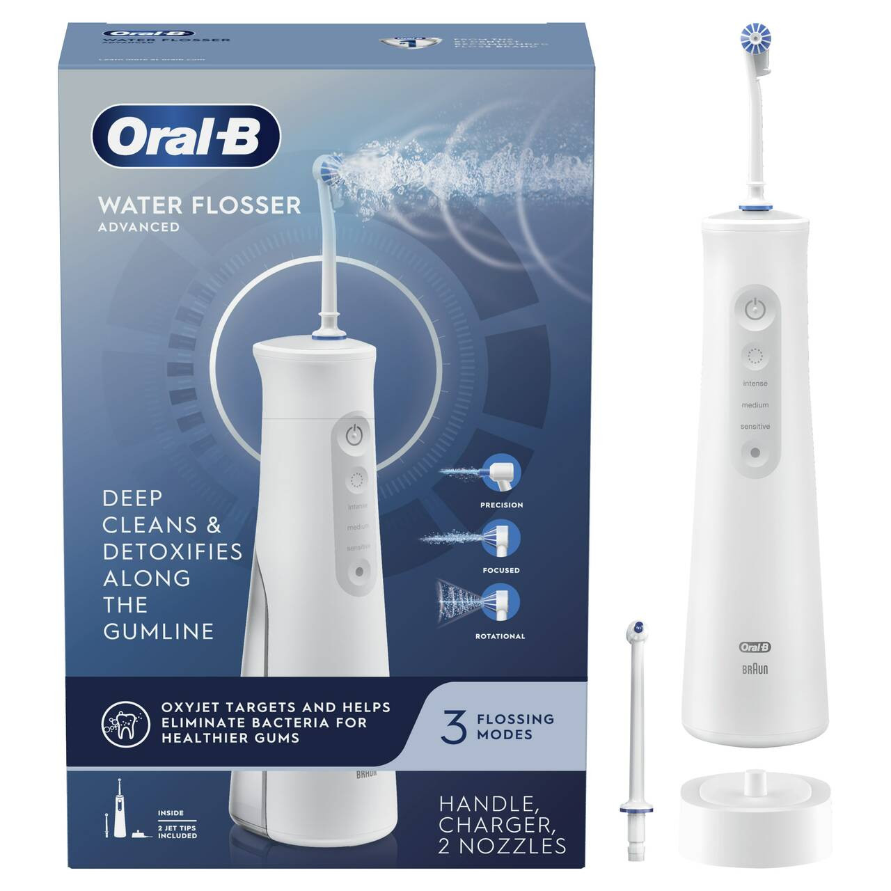 Oral-B Water Flosser Advanced, Portable Oral Irrigator Handle Tarvikkeet Valkoinen | FI_OB29974